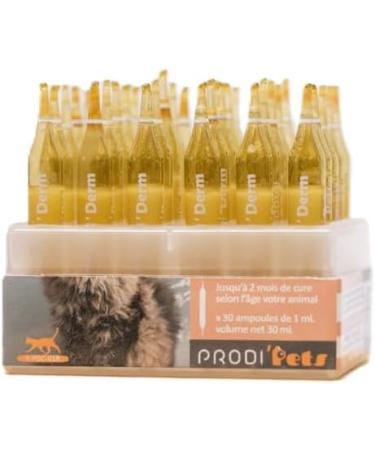 PRODIPETS - Skin Care and Coat Beauty - Food Supplement - Natural Active Ingredients Based on Para-probiotics and Plant Extracts - 30 Ampoules - 1 Month Treatment - PRODI'DERM Cat - 110 g - Buy Online on GoSupps.com
