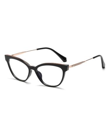 Anti Glare Reading Glasses Cat-Eye Blue Light Blocking HD Computer Readers Eyeglasses Flat Light Mirror for Women +350 Black
