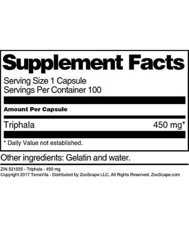 Triphala - 450 mg (100 Capsules ZIN: 521555) - Buy Online on GoSupps.com
