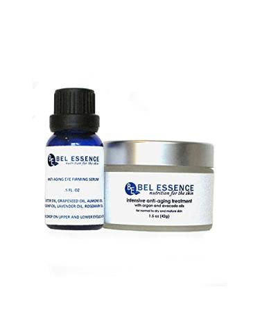 Anti-Aging Face Cream & Anti-Wrinkle Eye Serum Mini Skin Care Set - Natural Hydrating Face Cream Eye Serum for Normal/Dry Skin - Reduce Fine Lines Firm Clear Skin Tone - 1.5 Oz/.5 Oz