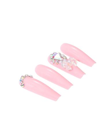 Vatocu Shiny Pink Artificial Nails - Long Press-On Acrylic Nails for Women & Girls | 24-Piece Set - Buy Online on GoSupps.com