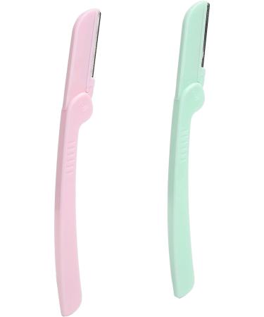 Syh & Aqye Manual Eyebrow Cutter - 2 Facial Razors for Men & Women | Lint-Free Shaving for Face Lips & Eyebrows (Pink & Green) - Buy Online on GoSupps.com