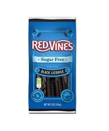 Red Vines Black Licorice Sugar Free Vines - 5 oz. bag, 12 per case