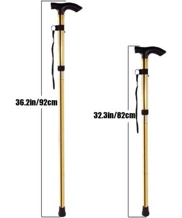 Folding Cane Adjustable Lightweight Aluminum Offset Cane-Foldable Cane Very Suitable for Daily Life to Assist Restricted Exercise Golden - Buy Online on GoSupps.com