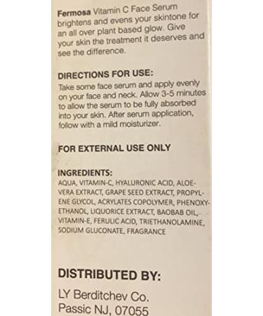 Fermosa Vitamin C Face Serum - Anti-Aging Hydrating & Brightening for Wrinkles Fine Lines & Dark Spots - International Shipping - Buy Online on GoSupps.com