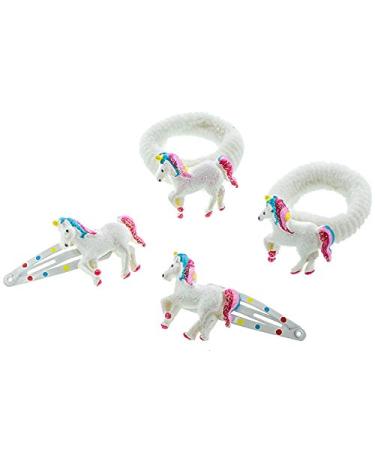 Unicorn Hairdressing Set for Girls - 4 Parts with Glitter White & Pink Storage Box | International Shipping - Buy Online on GoSupps.com