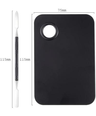 OUSIKA Black Makeup Blender Palette - Polished Mixing Plate for Foundation & Eyeshadow with Spatula | 75mm - Buy Online on GoSupps.com