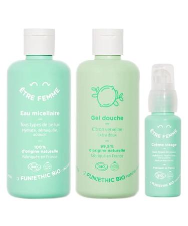 FUN!ETHIC TRIO BEAUTY NATURAL AND ORGANIC MICELLAR WATER, WOMEN'S FACE CREAM, SHOWER GEL LEMON VERBENA SCENT