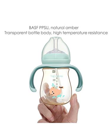 TOP MAMA 8 oz PPSU Baby Learning Cup with Suction Tube & Handles - 2 Nozzles, Anti-Overflow, Suitable for 6 Months+ - Pink Straw Cup - Buy Online on GoSupps.com