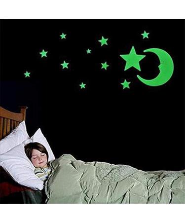 Glow in The Dark Moon and Stars Fluorescent Stickers - 24 Magical 3D Luminous Shapes for Nursery and Bedroom Decoration - Buy Online on GoSupps.com