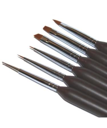 N&BF Profi Gel brush 6 Set |Handle black |Nagel Studio brush red marten hair |NailArt brush for nail design |Kolinsky Brush Acryl & Gel Modelagen |Premium real hair brush