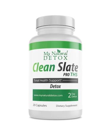 MyNaturalDetox Clean Slate Pro Herbal Detox & Cleanse Supplement Milk Thistle Dandelion Burdock Cascara Sagrada Senna & More Natural Full-Body Cleanse 20 Capsules 2-3 Day
