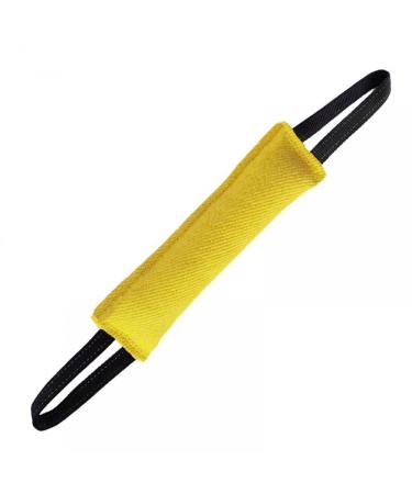 Dongker bite sausage for dogs 30cm dog bite tug toys with two loops tug of tugs and tamper for dog training K9 IGP IPO Obiedence yellow (handle with reflex strip)