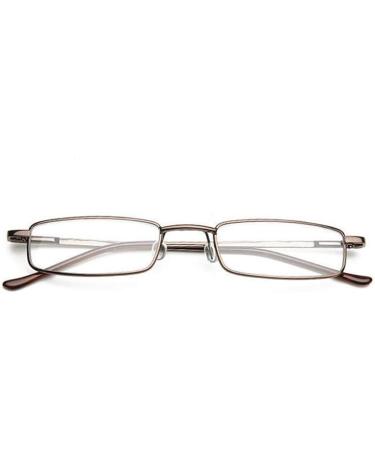 Buy Metal Frame Portable Spring Hinge Reading Glasses Brown +3.5 | International Shipping Available - Buy Online on GoSupps.com