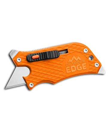 Outdoor Edge SlideWinder - Utility Knife Multitool with Standard Replaceable Razor Blade, Screwdrivers, Prybar, Bottle Opener and Pocket Clip with Locking Auto-Retracting Blade Orange