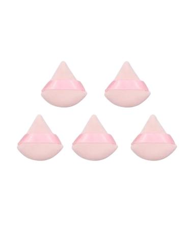 1-12Pcs Triangle Velvet Powder Puff Flours Mini Face Makeup Sponge Cosmetics Soft Cotton Face Powder Puff Lightweight Washable (Color : 5Pcs-Pink)