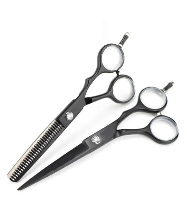 Hair Cutting Scissors 5.5 Inch Professional Japan 440c Black Hair Cutting Scissors Haircut Thinning Barber Haircutting Shears Hairdresser Scissors Set