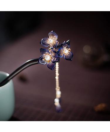 Chinese Flower Hair Chopstick with Tassel | Wooden Hair Stick & Pin Set - Buy Online on GoSupps.com