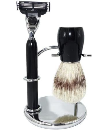 Men's Silver Shaving Brush Holder Set - Stylish 3-Layer Foam Mug & Soap Shell - Classic Grooming Tools for International Shipping - Buy Online on GoSupps.com