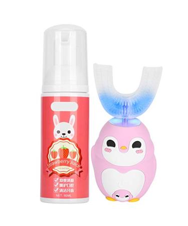 Sonew Intelligent electric toothbrush U-shaped silicone toothbrush for children oral care with 60 ml mousse fully automatic U-shaped intelligent cleaning toothbrush (pink)