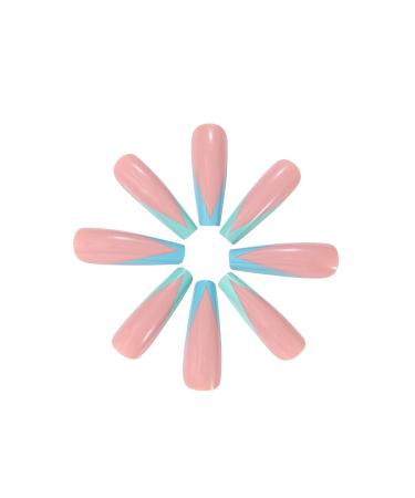 Vatocu Long French Ballerina Press-On Nails | Shiny Acrylic Stick-On Nails for Women & Girls (24 Pieces) - Buy Online on GoSupps.com