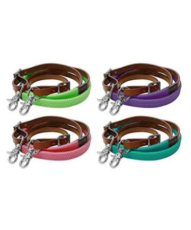Showman 7' Rubber Grip Leather Barrel Reins w/Scissor Snap Ends Teal