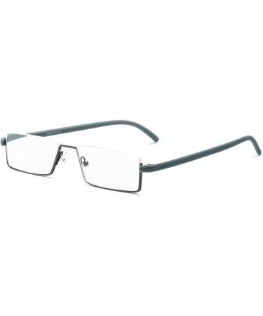 Kokobin Ultra-Light TR90 Reading Glasses - Metal Half-Gap Frame Semi-Frame Visual Aid Gray +2.5 Diopters Case Included - Unisex (1 Pack) - Buy Online on GoSupps.com