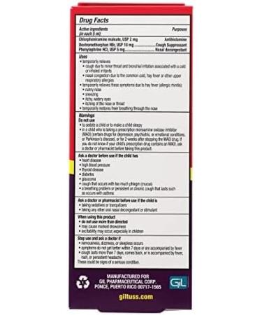 Giltuss Children's Allergy + Cough Syrup - Alcohol-Free & Sugar-Free | 4 Fl Oz Bottle - Buy Online on GoSupps.com