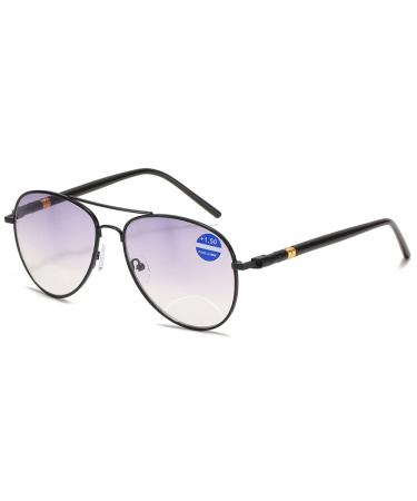Vevesmundo Bifocale Reading glasses Sonnelese glasses Pilot glasses Metal Blue light filter visual aid reading aid men women glasses 1 piece black 4.0 x