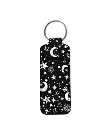 Suhoaziia Chapstick Holder Keychain Clip-on Chapstick Pouch Lip Balm Holder Lipstick Tracker Safeguard for Men Women Moon Star