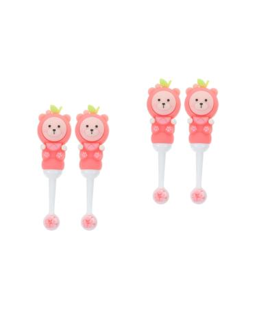 Ipetboom 4 pieces of children's toothbrush with soft bristles sweet toothbrush newborn toothbrush travel toothbrush toothbrushes for children beautiful children's toothbrush handbook travel pebbles pink