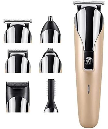 Barber Scissors & Hair Clippers Set for Men - 6-in-1 Multifunctional Rechargeable Trimmer & Styling Tools in Gold - International Shipping Available - Buy Online on GoSupps.com