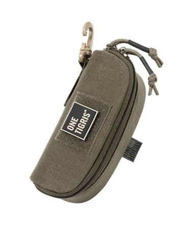OneTigris Eyeglasses Hard Case Tactical Molle Zipper Sunglasses Carrying Case 1000D Nylon with Clip Green