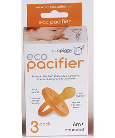 Ecopiggy Ecopacifier Natural Pacifier Rounded (3 Pack) - 6 Months+ | Eco-Friendly, BPA-Free - Buy Online on GoSupps.com