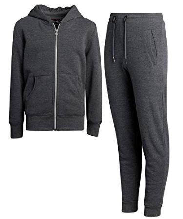 Galaxy by Harvic Boys Jogger Set  2 Piece French Terry Sweatshirt and Sweatpants (S-XL) True Charcoal Small