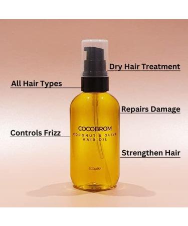 COCOBROM Premium Coconut & Olive Hair Oil - Nourishing | Deep Repair for Dry | Damaged Hair Treatment (100ml) - Buy Online on GoSupps.com