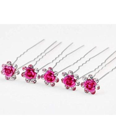 WOIWO 20 PCS Crystal Rose U-Shaped Hair Pins | Hair Accessories for Women and Girls in Pink - Buy Online on GoSupps.com