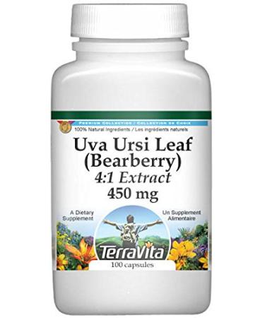 TerraVita Extra Strength Uva Ursi Leaf (Bearberry) 4:1 Extract - 450 mg (100 Capsules ZIN: 511279)
