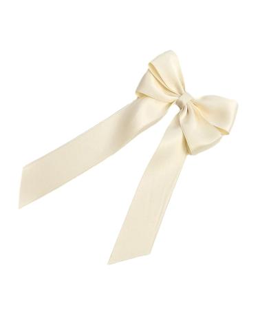 CAZSTYK Long Ribbon Bowknot Hairpin for Y2k Teens Woman Makeup Ponytail Braids Hairpin Beige