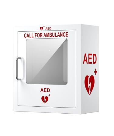 AED Cabinet with Industial-Grade Steel Metal Plate See-Through Window Wall-Mounted Aed Cabinet Fits All Brands of AED Defibrillators | Rust-Proof | Corrosion-Proof | 14.2 x 7.1 x 15.7 Inches Without Alarm System