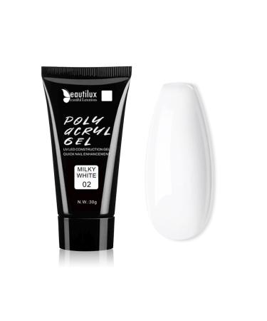 beautilux Milky White Poly Nail Gel for Nails Extension Quick Extention Poly Nail Gel Strengthener 30ML/1fl.oz Pretty Color Long-Lasting and Easy to Use for DIY Salon Milky White (BYCG-02)