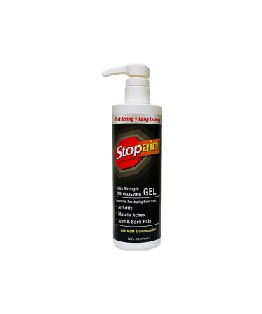 Stopain Pain Relief Gel 16oz USA Made Max Strength Fast Acting with Menthol MSM Glucosamine for Joint Pain Back Pain Arthritis Knee Neck Pain HSA FSA Approved OTC Topical Analgesic Product - Buy Online on GoSupps.com