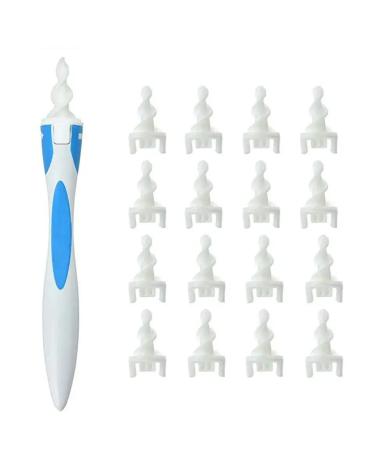 Q Grips Ear Wax Remover Soft Ear Wax Removal Tool Reusable Q-Grips Ear Wax Removal Tool with 16 Pcs Replacement Heads Ear Cleaner for Adult