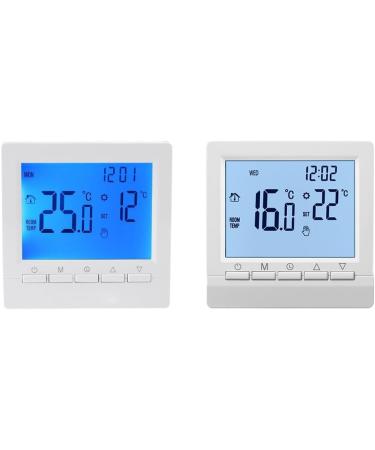 MOMOJIA Programmable Thermostat - Electric Heating Floor Temperature Controller for Water/Gas Boiler with White/Blue Backlit Display - Buy Online on GoSupps.com