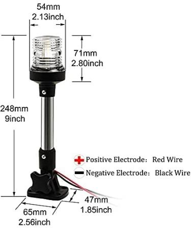 9 Foldable White LED Boat Stern and Anchor Light | 3 NM Visibility | Marine Navigation Light for Pontoon, Fishing Boats | 12-24V - Buy Online on GoSupps.com