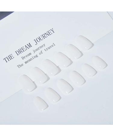 RikView White Oval Press on Nails - 24 PCS Medium Length Acrylic Fake Nails for Women and Girls - Buy Online on GoSupps.com