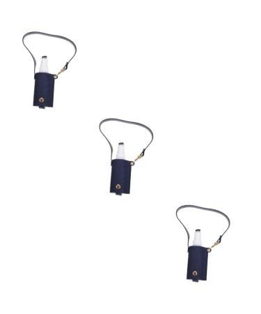 Gleavi 3 pieces leather case patch pocket Route toilet article containers Handwash bottle holder Hand soap holder Lotion travel containers hanging Lotion bottle Make up 12.5x3.8cmx3pcs Marinex3stk