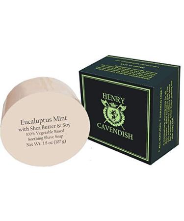Henry Cavendish Eucalyptus Mint Shaving Soap with Shea Butter & Coconut Oil. Long Lasting 3.8 oz Puck Refill. Himalaya Fragrance. All Natural. Rich Lather, Smooth Shave. For Ladies and Gentlemen.