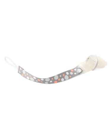 BabyOno pacifier strap with clip grey-orange