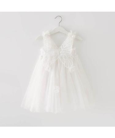 PythJooh Baby Girl Tulle Dress with Butterfly Wings | Toddler Princess Tutu Dress for 0-4 Years | Sleeveless Daisy Stars Sundress (6-9 Months, White) - Buy Online on GoSupps.com